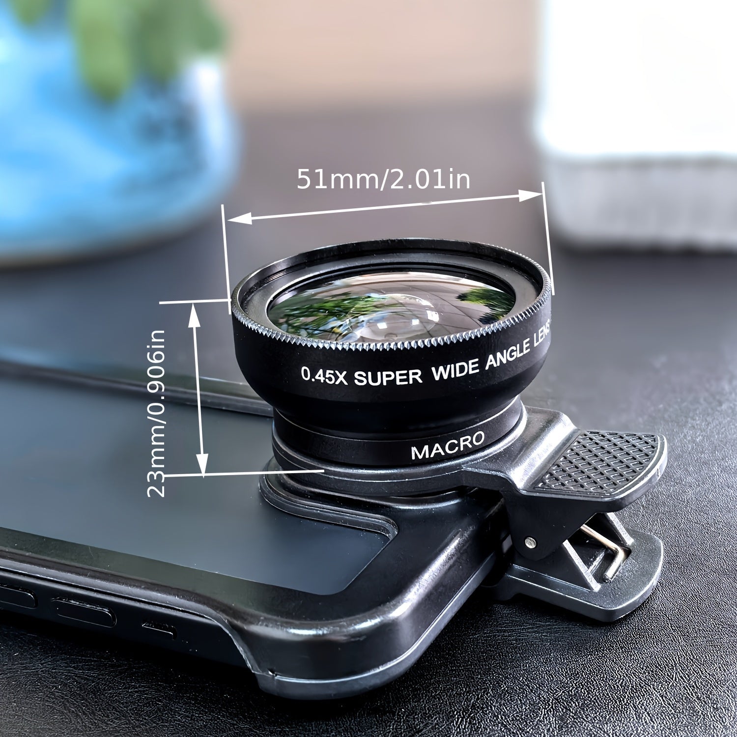 2-in-1 Smartphone Camera Lens Kit with 0.45 Wide Angle and Macro Lenses, 37mm Universal Clip