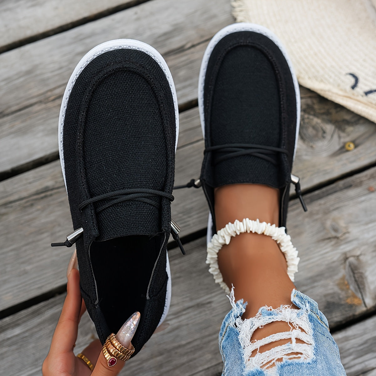 Women's Lace-Up Loafers Flat Casual Slip-On Walking Shoes