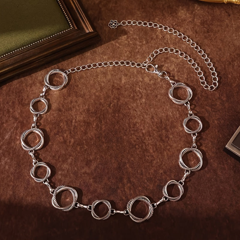 Women's Boho Style Waistband with Adjustable Chain Belt and Body Jewelry in Gold and Silver