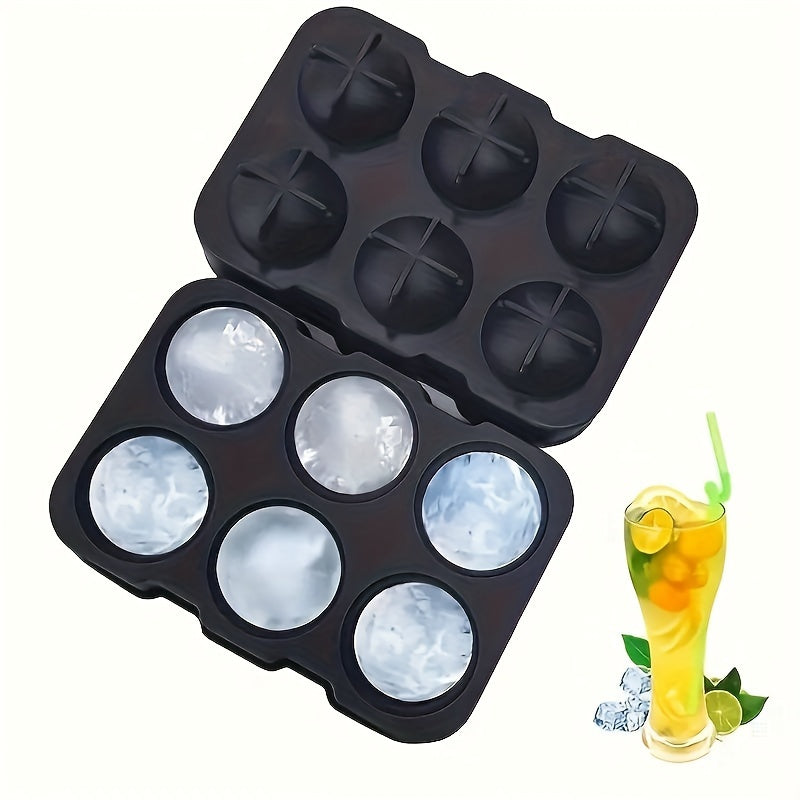 Silicone Ice Cube Tray 6 Large Round Cavities for Whiskey and Cocktails