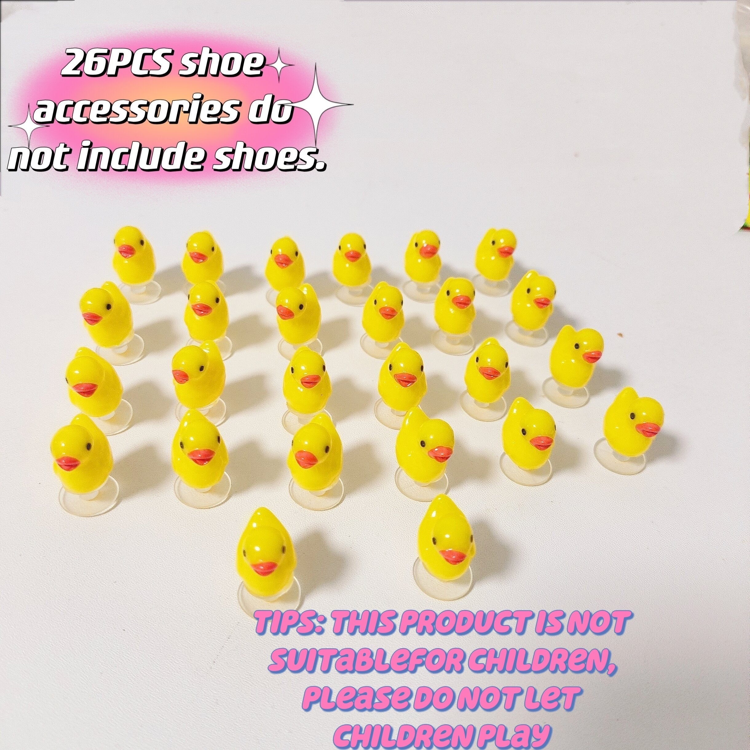 12/26pcs Cute 3D Animal Yellow Duck Shoe Charms Garden Shoe Decorations