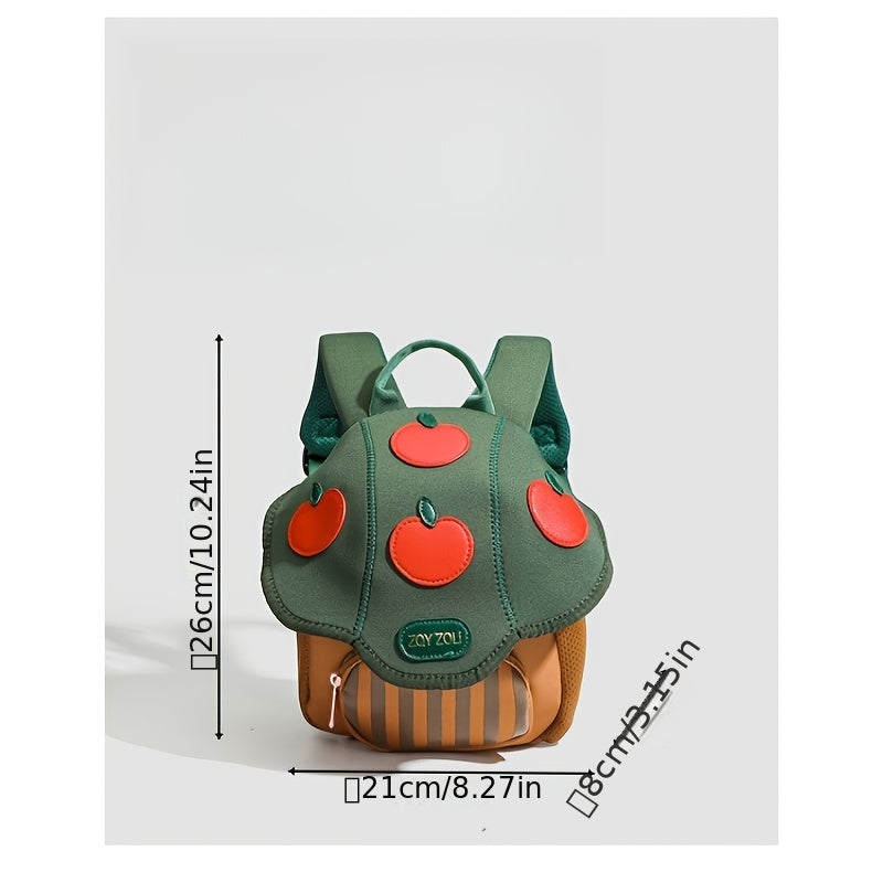 Cute Cartoon Mushroom Backpack for Kids Durable Polyester Adjustable Straps Lightweight Zippered School Bag