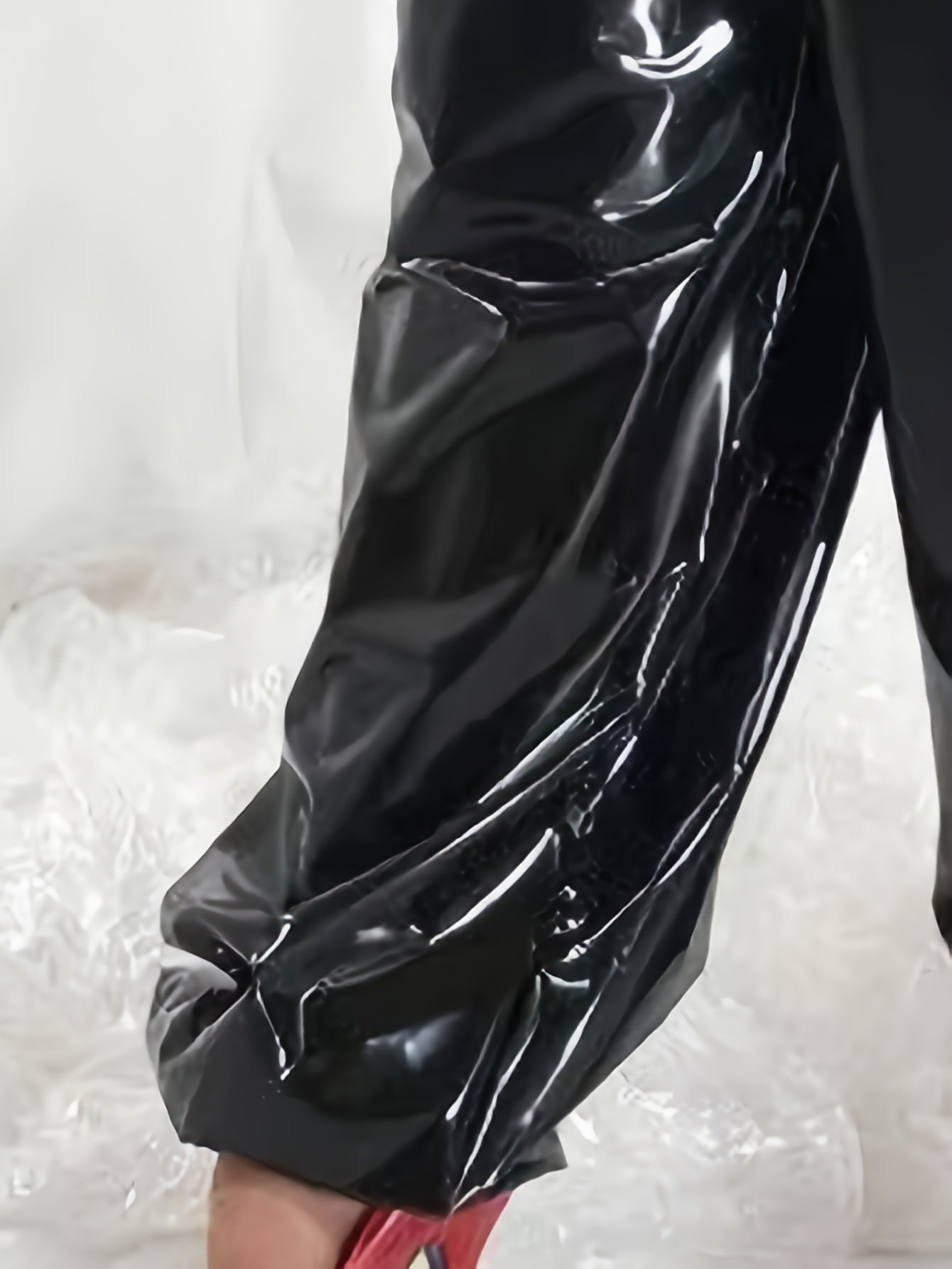 Women's Plus Size Black Faux Leather Lantern Pants Loose Fit Elastic Waist