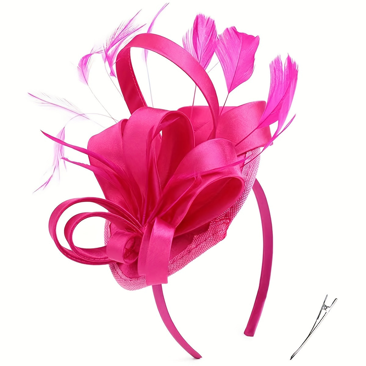 Women's Pillbox Fascinator Hat with Faux Feathers for Halloween and Derby Events