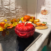 Красная кастрюля в форме тыквы из чугунного литья с эмалированной крышкой, толстая кастрюля, подходящая для газовых и индукционных плит, кухонная посуда.