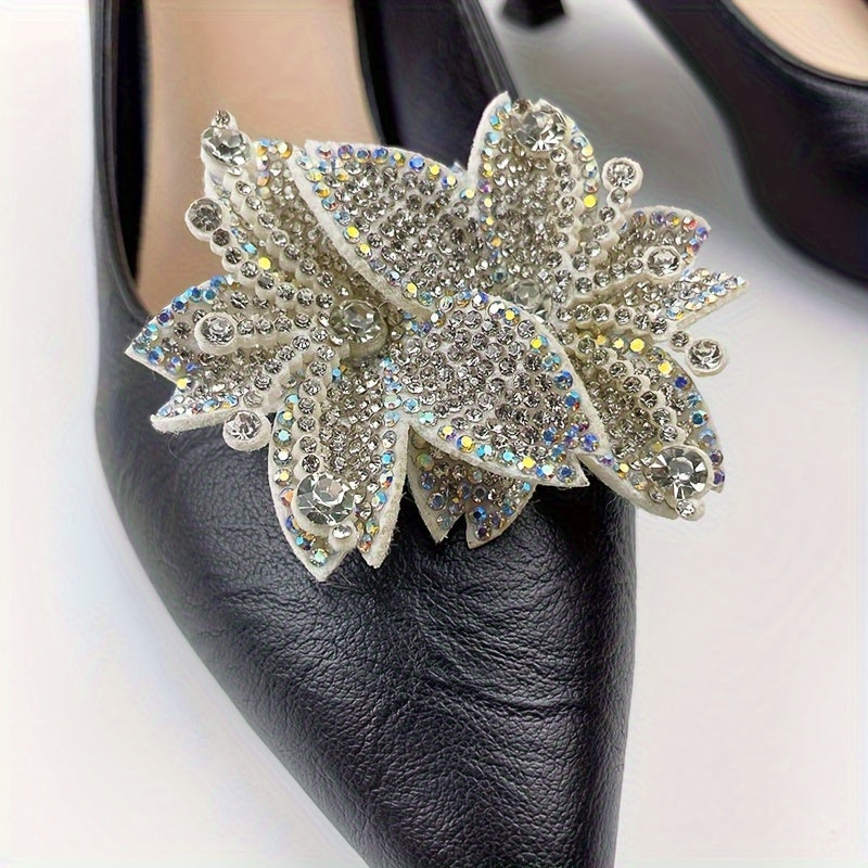 Women's Rhinestone Shoe Flowers 2pcs Detachable Buckles Dress Accessories