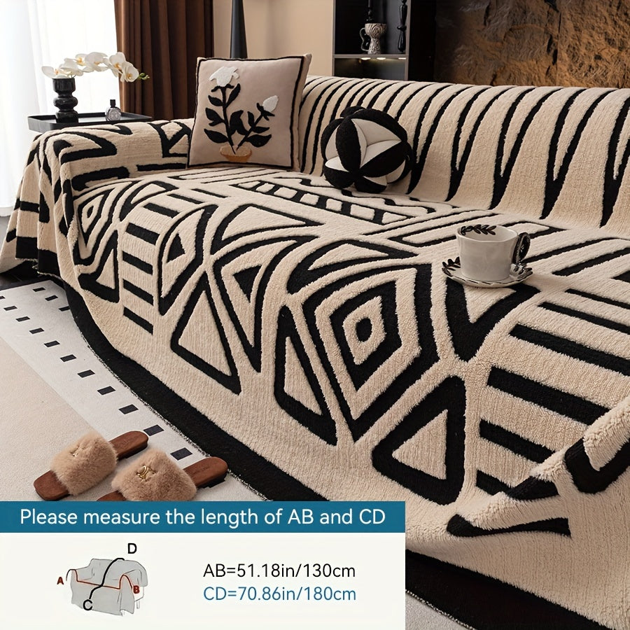 Чехол на диван Glam Style Sherpa, толстый плюш, защитник мебели, моющийся в машине, устойчивый к выцветанию, дружелюбный к питомцам, подходит для кресла, дивана-кровати, 3-4 местного секционного.