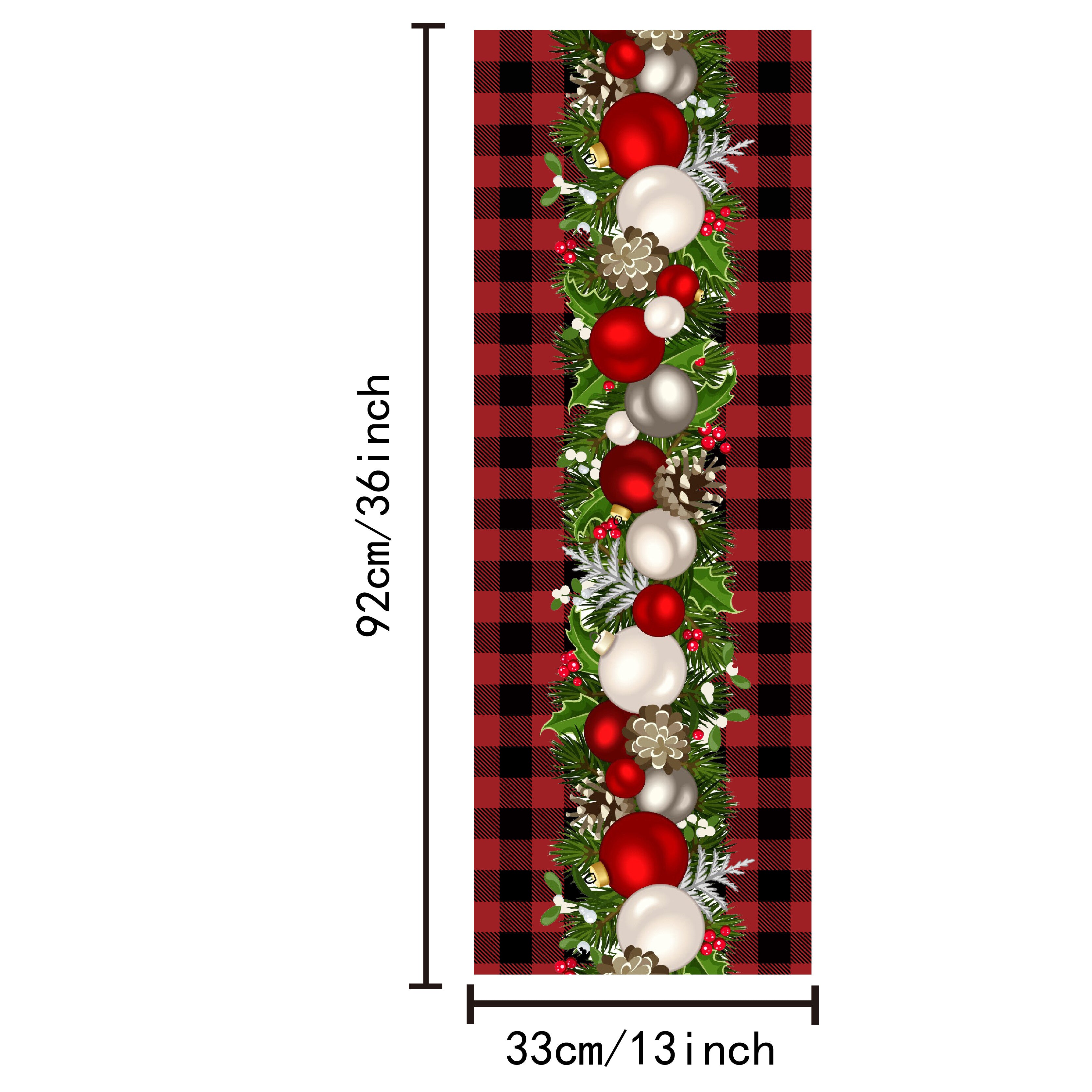 Полиэстеровая скатерть для стола "С Рождеством" в красно-черной клетке для праздничного декора и подарков