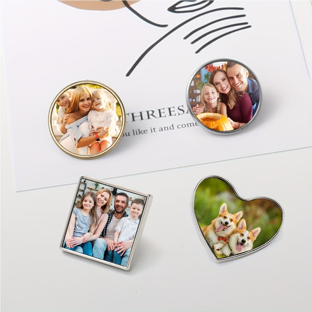 Set of 10 Customizable Metal Cufflinks and Badge Buttons in Various Shapes for Gifts