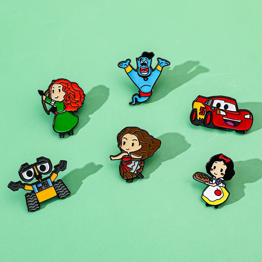 6-ta Cartoon Enamel Pins to'plami, sumkalar va kiyimlar uchun