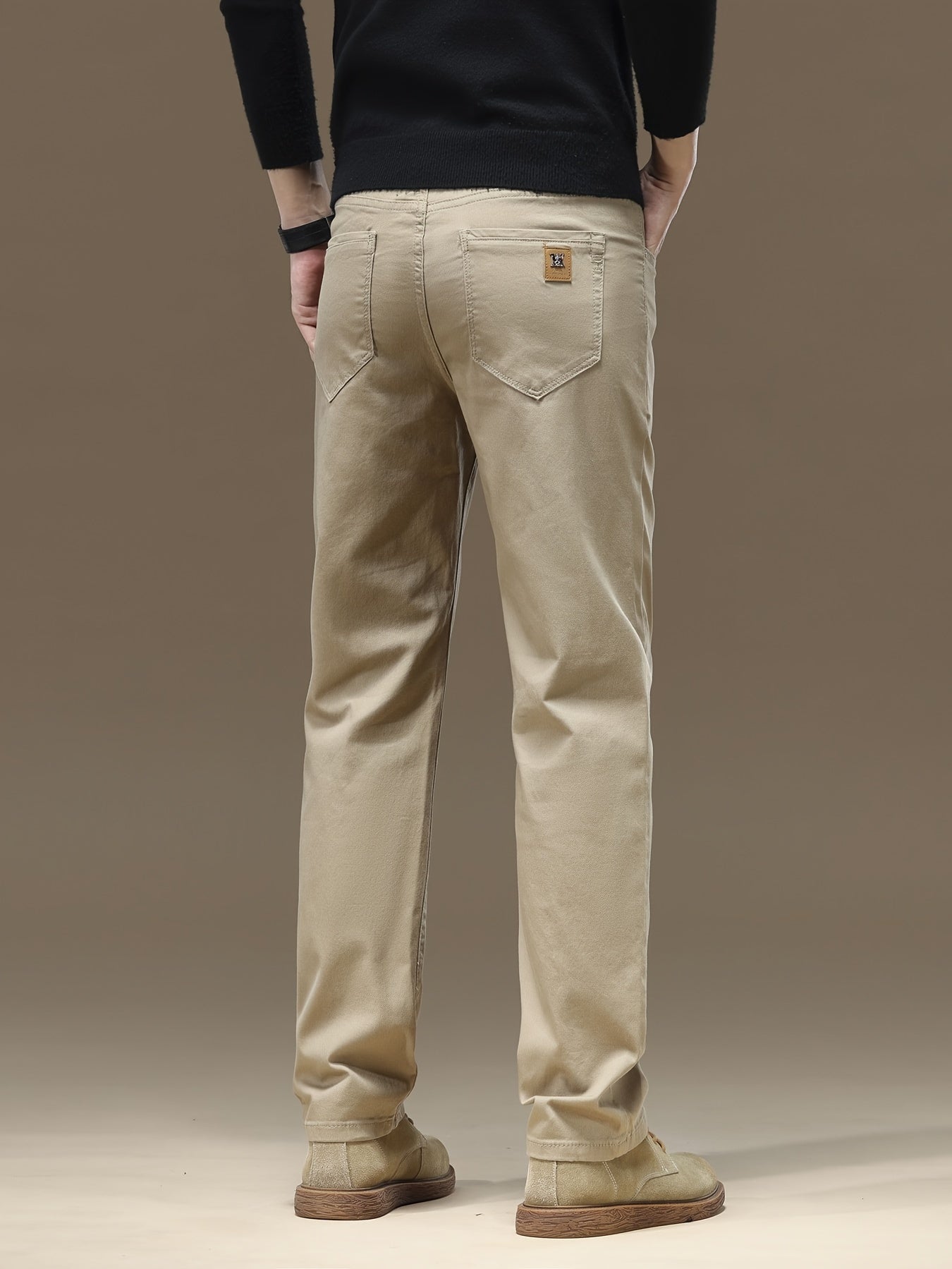 Chinos de algodón para hombre con ligero stretch, cintura media, botón, estilo casual y de negocios, para todas las estaciones
