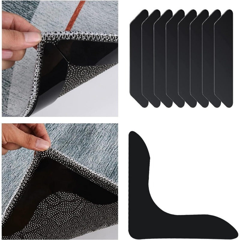 Black Non-Slip Carpet Clips Set for Living Room, Dining Room, Bathroom