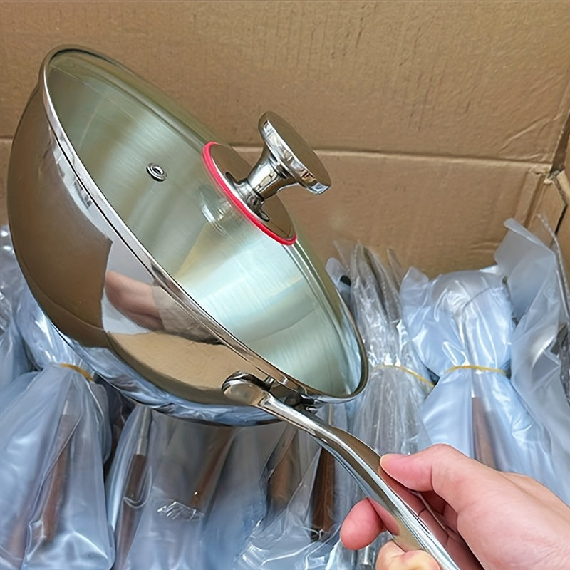 Stainless Steel Wok for Stir-Frying and Cooking Eggs, Durable Kitchen Essential
