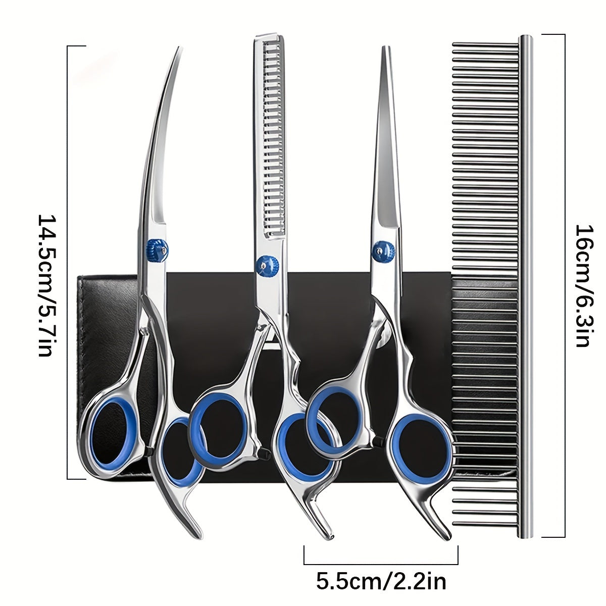 Stainless Steel Pet Grooming Scissors Set with Rounded Tips for Dogs and Cats