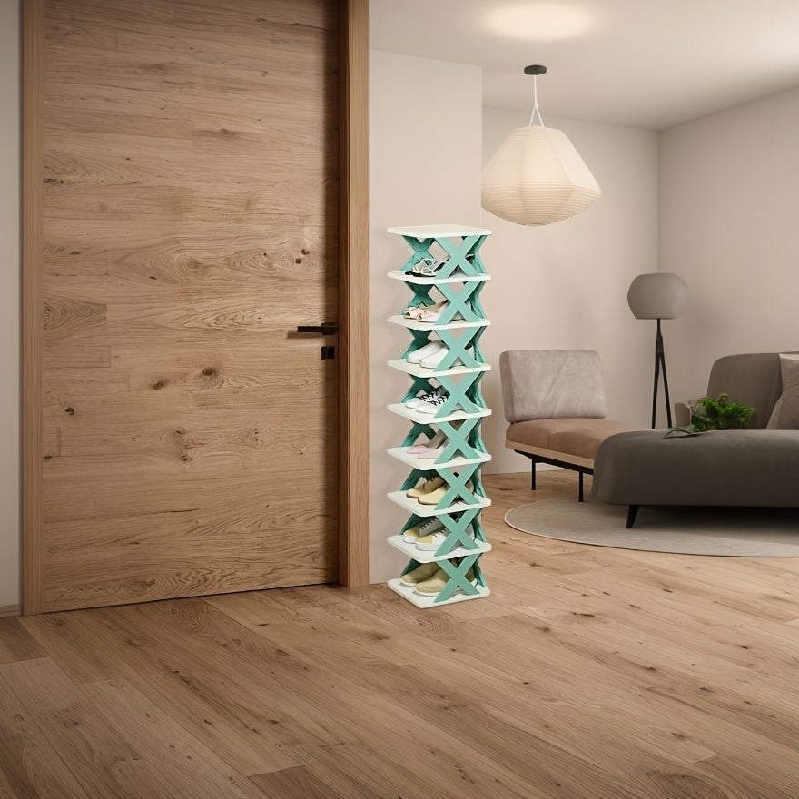 9-уровневая складная полка для обуви из прочного пластика — компактный напольный органайзер для прихожей, спальни, гостиной и общежития