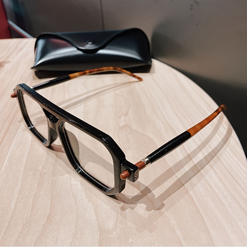 Retro Large Frame Glasses Men Women Double Bridge Stylish Eyewear for Daily Wear