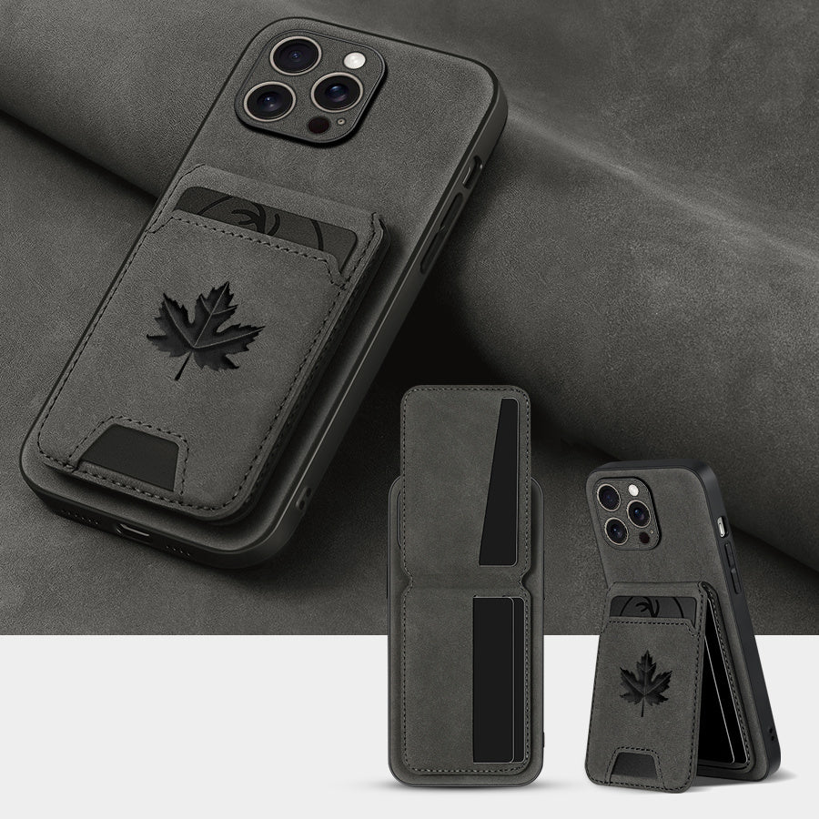 Faux Leather Wallet Phone Case for iPhone Models with Magnetic Buckle