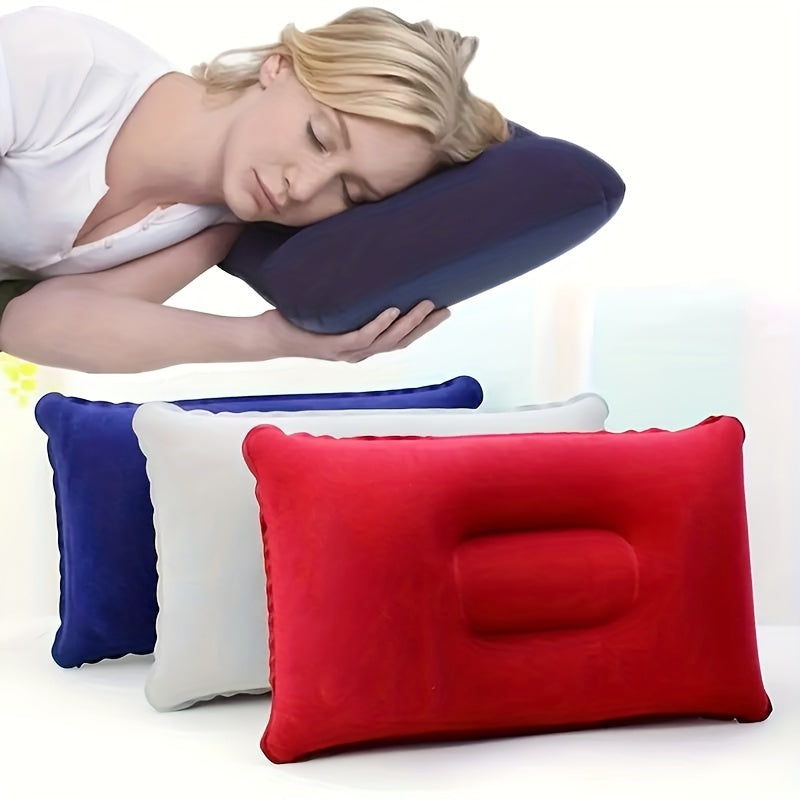 Inflatable Travel Pillow for Camping and Nap Portable Flocked PVC Square Pillow