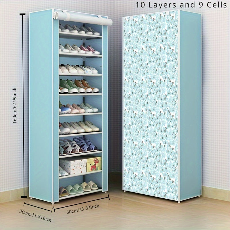 Changdan himoyalangan ko'p qatlamli poyabzal tokchasi: Uy uchun oddiy va zamonaviy poyabzal tashkil etish yechimi - Changdan himoyalangan no'vlangan material bilan joyni tejovchi dizayn - Yotoqxona va kirish joylari uchun ideal