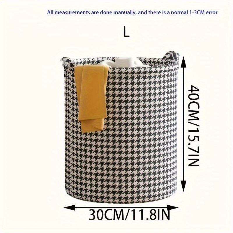 cesta de ropa redonda con asa, cesta de almacenamiento de tela plegable, patrón de cuadrícula de mil pájaros