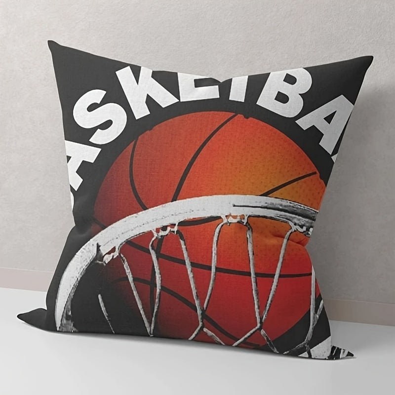 Одна наволочка из короткого плюша с принтом баскетбола, идеально подходящая для добавления декоративного акцента в вашу гостиную, спальню, комнату в общежитии или домашний декор. Наволочка не включает наполнитель и имеет размеры 45,72*45,72 см.