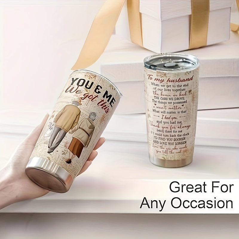 Прочный и многоразовый стакан из нержавеющей стали объемом 20 унций с трогательным сообщением для мужей - идеально подходит для Дня святого Валентина, дней рождения, юбилеев и Дня отца - имеет винтажный дизайн, рекомендуется ручная стирка.