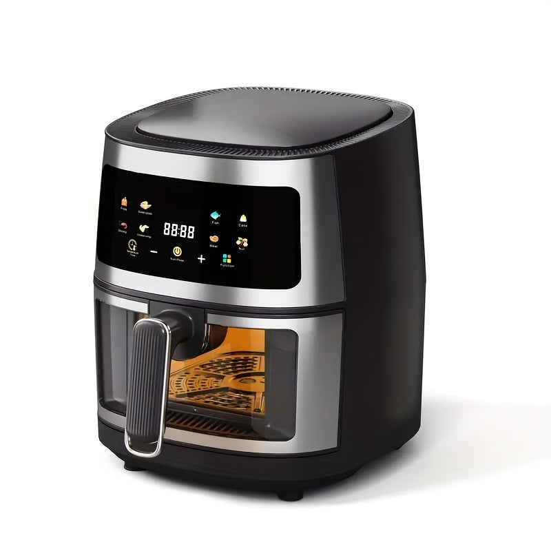 6L Air Fryer with Clear Window Black 6-in-1 Crispy Skin Roasting Dehydrating