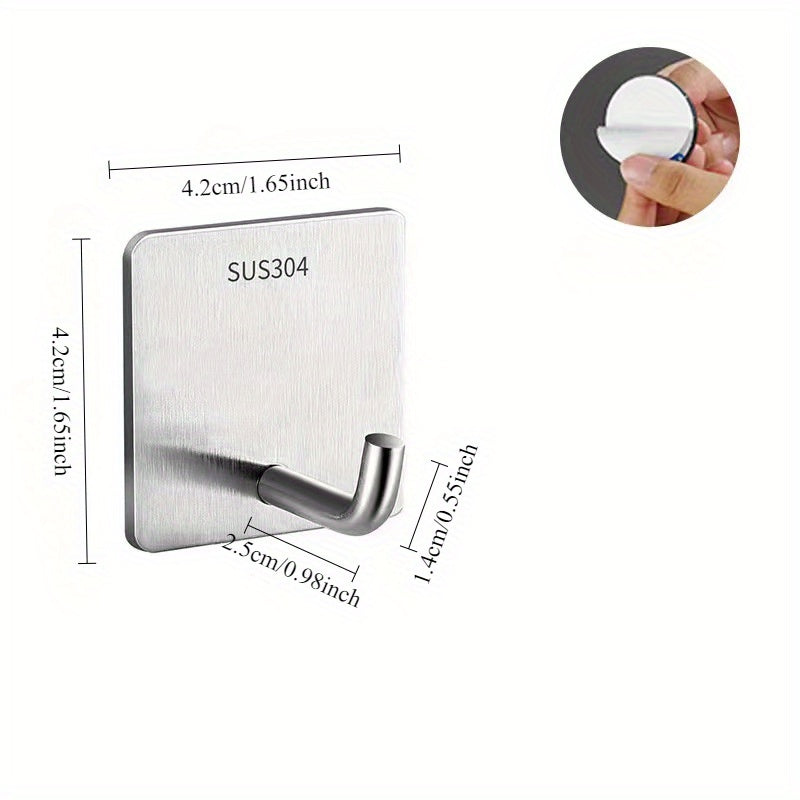 3-in-1 Glass Cleaning Brush and Stainless Steel Wall Hook for Bathroom Storage