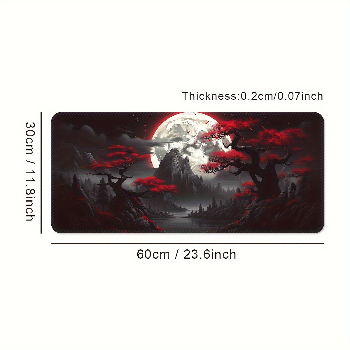 Katta, sirpanmaydigan o'yin sichqonchasi padini manzarali tog'lar dizayni, tikilgan chetlar va yuviladigan yuzasi bilan. Esport, kompyuterlar va ofis ishlari uchun mukammal.