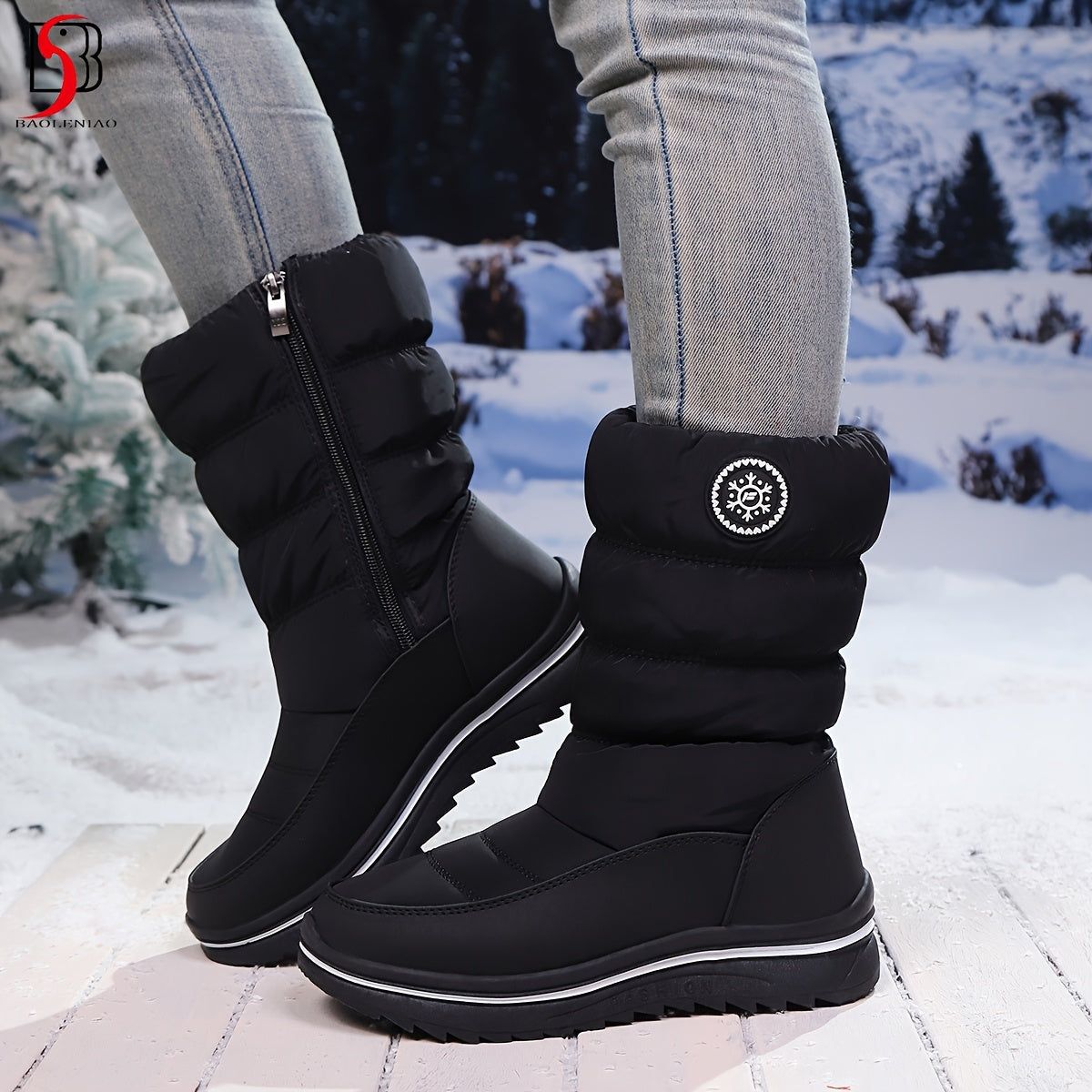Women's Snow Boots Cold Weather Waterproof Mid-Calf Anti-Slip