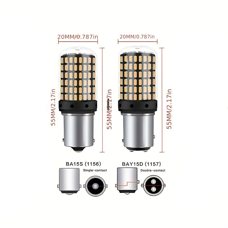 2 Pcs LED Brake Reversing Turn Signal Bulbs 1156 P21W P21/5W White