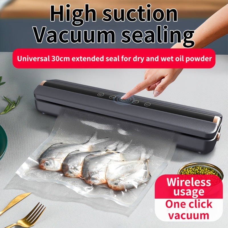 Wireless Vacuum Sealer with USB Charging, 10 Bags, Dry & Wet Seal, Lightweight