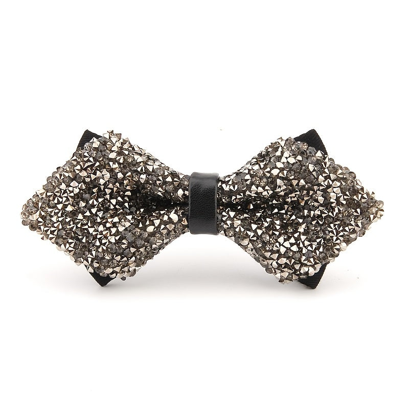 Men's Bow Tie with Faux Diamond Knot for Weddings and Formal Events
