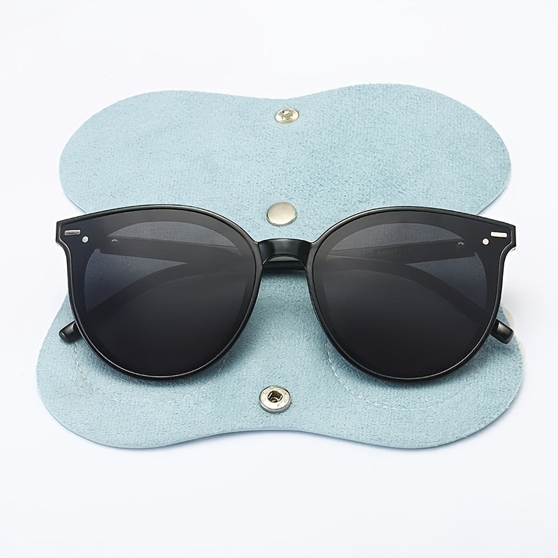 Yoqimli multfilm oqqush quyon jinoyatchi ko'zoynak qutisi charm portativ quyosh ko'zoynaklari sumkasi, lobster klips bilan