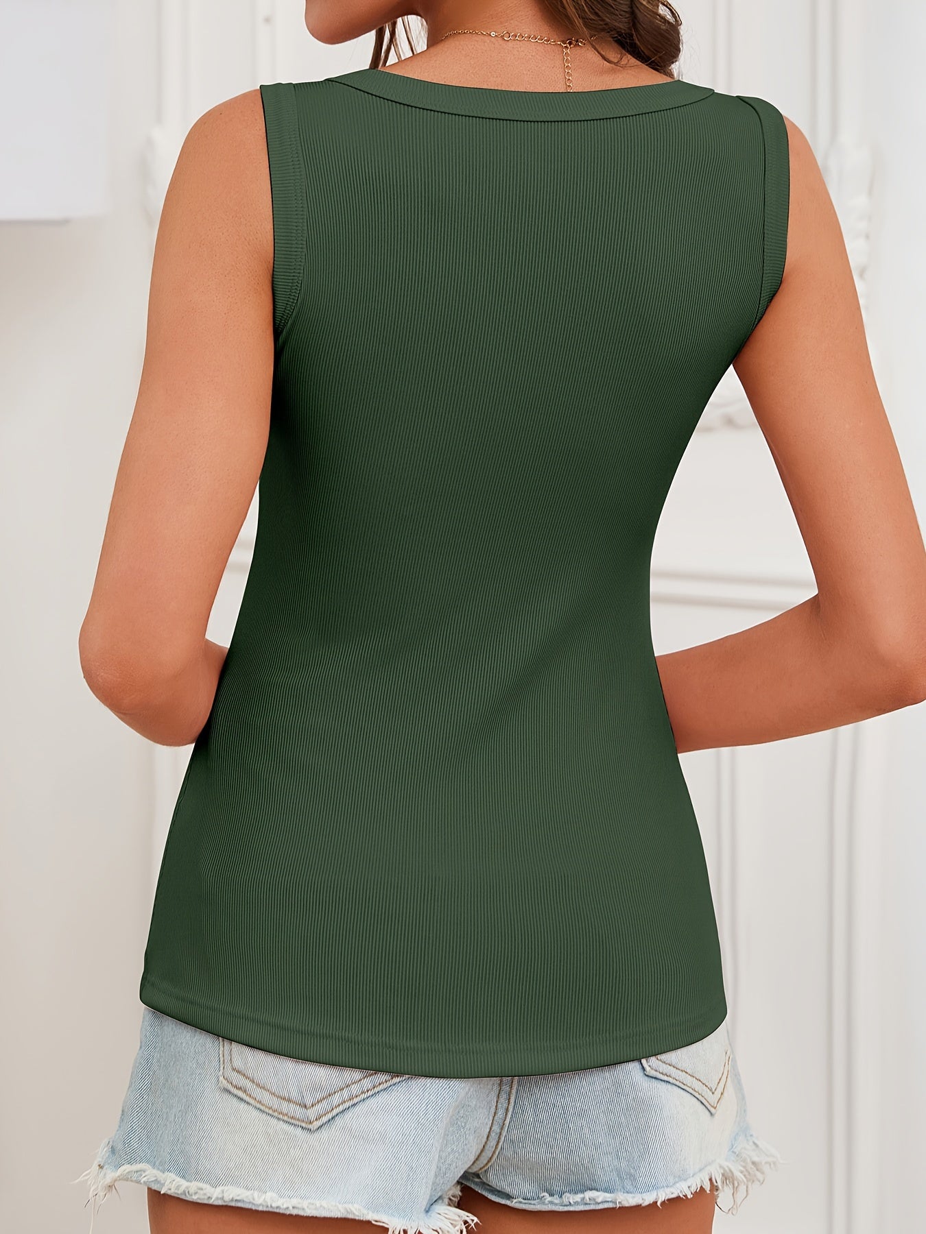 Sleeveless Striped Polyester Blend Tank Top for Summer Layering