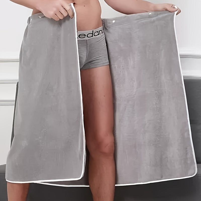 Мужской быстро сохнущий халат с регулируемым эластичным вышитым полотенцем, впитывающий и мягкий, 69.85x139.7 см, идеально подходит для сауны или спа.