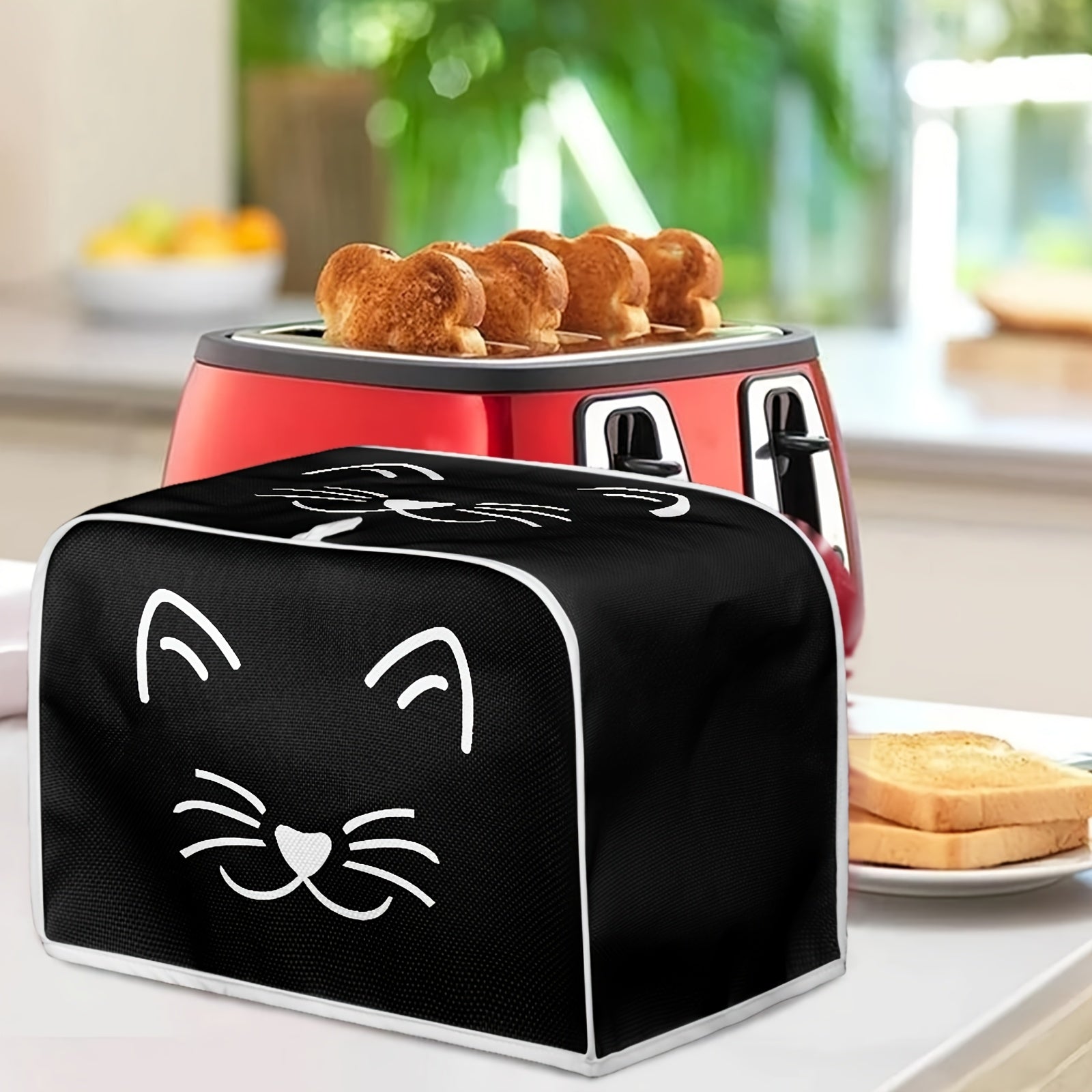 Cat Print Toaster Cover Dustproof Anti-Fingerprint Anti-Oil Machine Washable Kitchen Appliance Protector
