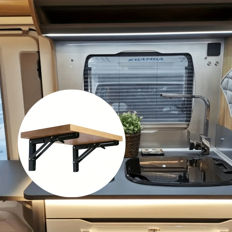 2PCS Folding Bracket Set for RV Caravan Mini Table Black Finish Car Accessories