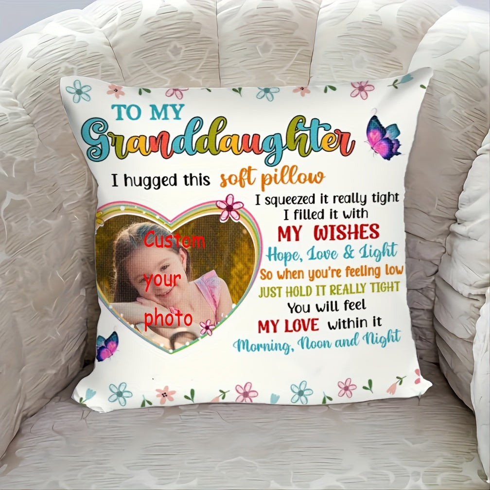 Custom Photo Pillow Cover for Granddaughter 45.72cm Soft Single-Sided Gift