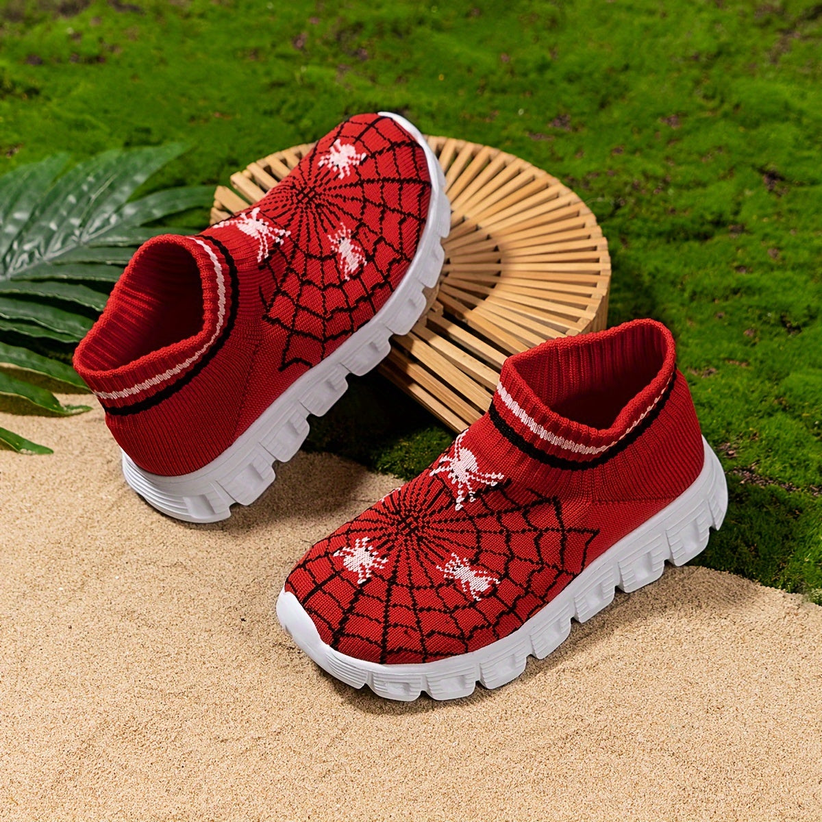 Kids' Sock-Style Casual Shoes for Boys and Girls with Embroidered Knitted Upper Non-Slip Lightweight Sneakers