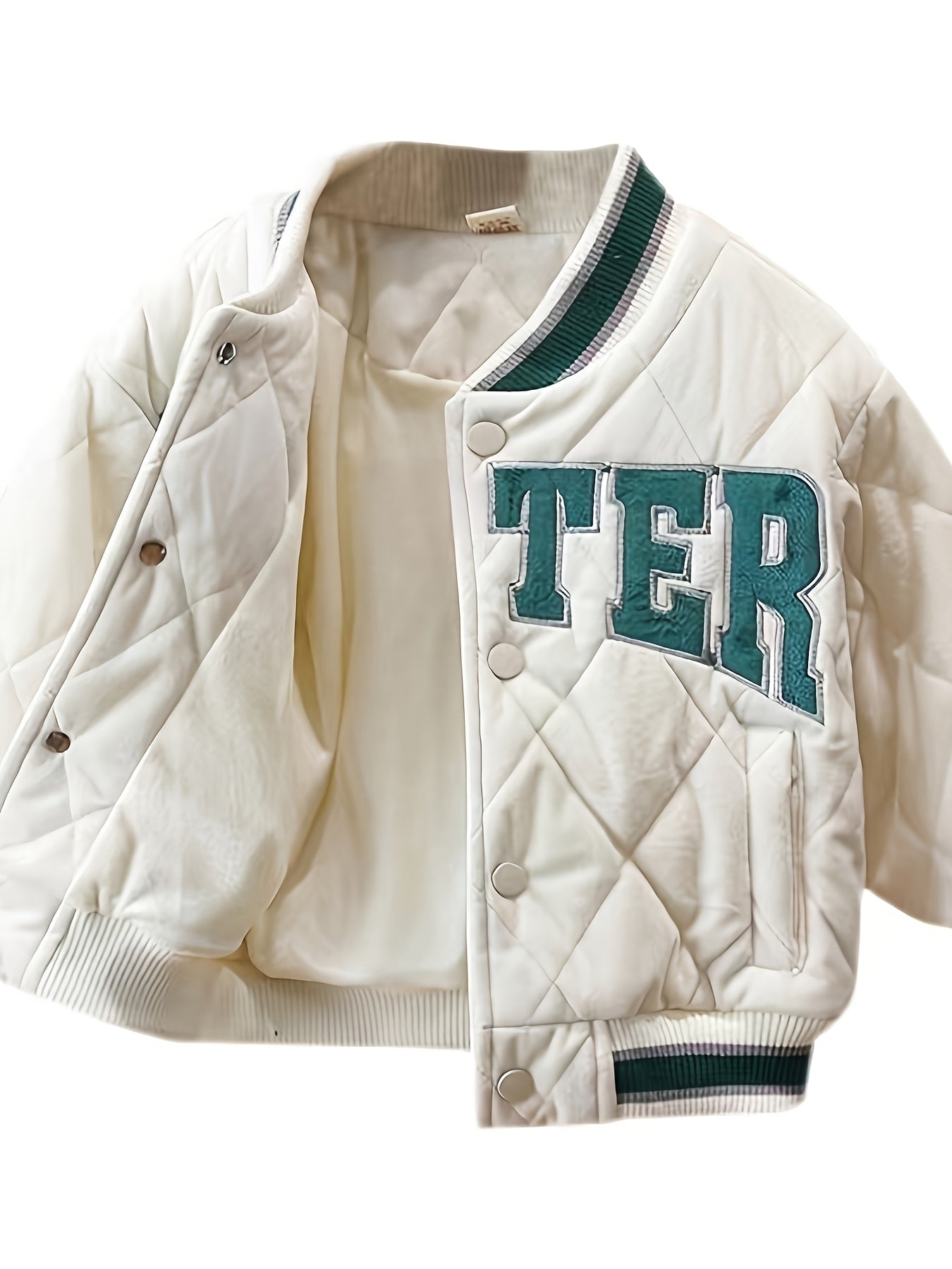 Kids' Cotton-Blend Varsity Jacket with Letter Print for Boys and Girls Winter Coat