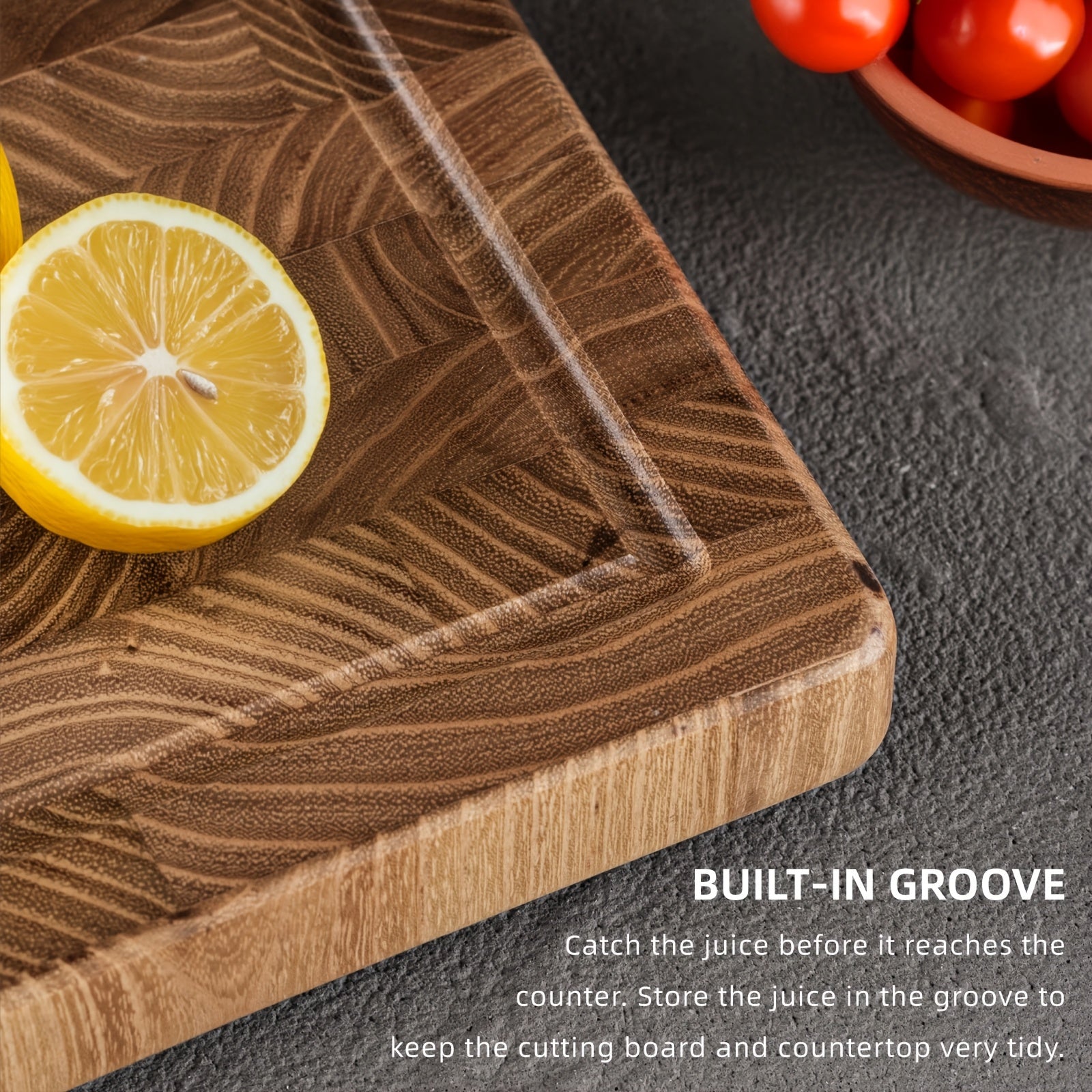 Large Rectangular Teak Cutting Board with Juice Groove for Food Prep