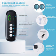 10 rejim, 39 intensivlik darajasi bilan zaryadlanadigan massaj asbobi. Suyuq qopqoq, plastinkalar va USB zaryadlashni o'z ichiga oladi. Shaxsiy farovonlik va og'riqni kamaytirish uchun portativ va ko'p funksiyali. Foydalanish oson.