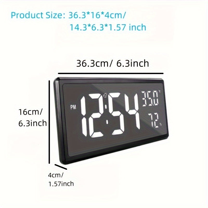 Large Wall Clock with LED Digital Display and Hanging Stand for Room Decor