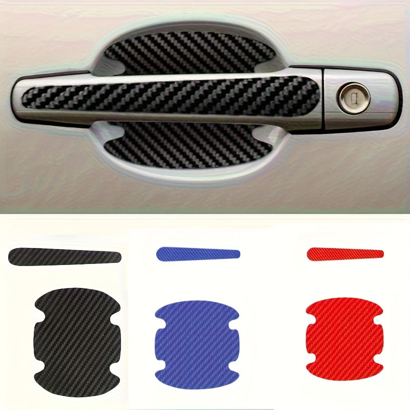 8 Pcs Carbon Fiber Car Door Handle Protectors Scratch Resistant Covers Universal Fit Black