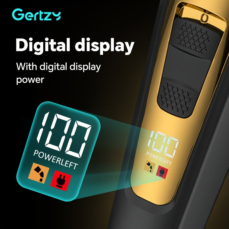 Afeitadora eléctrica para recorte de cabello y barba con peine limitador, pantalla digital de 10 velocidades, recargable por USB, regalo para el Día del Padre