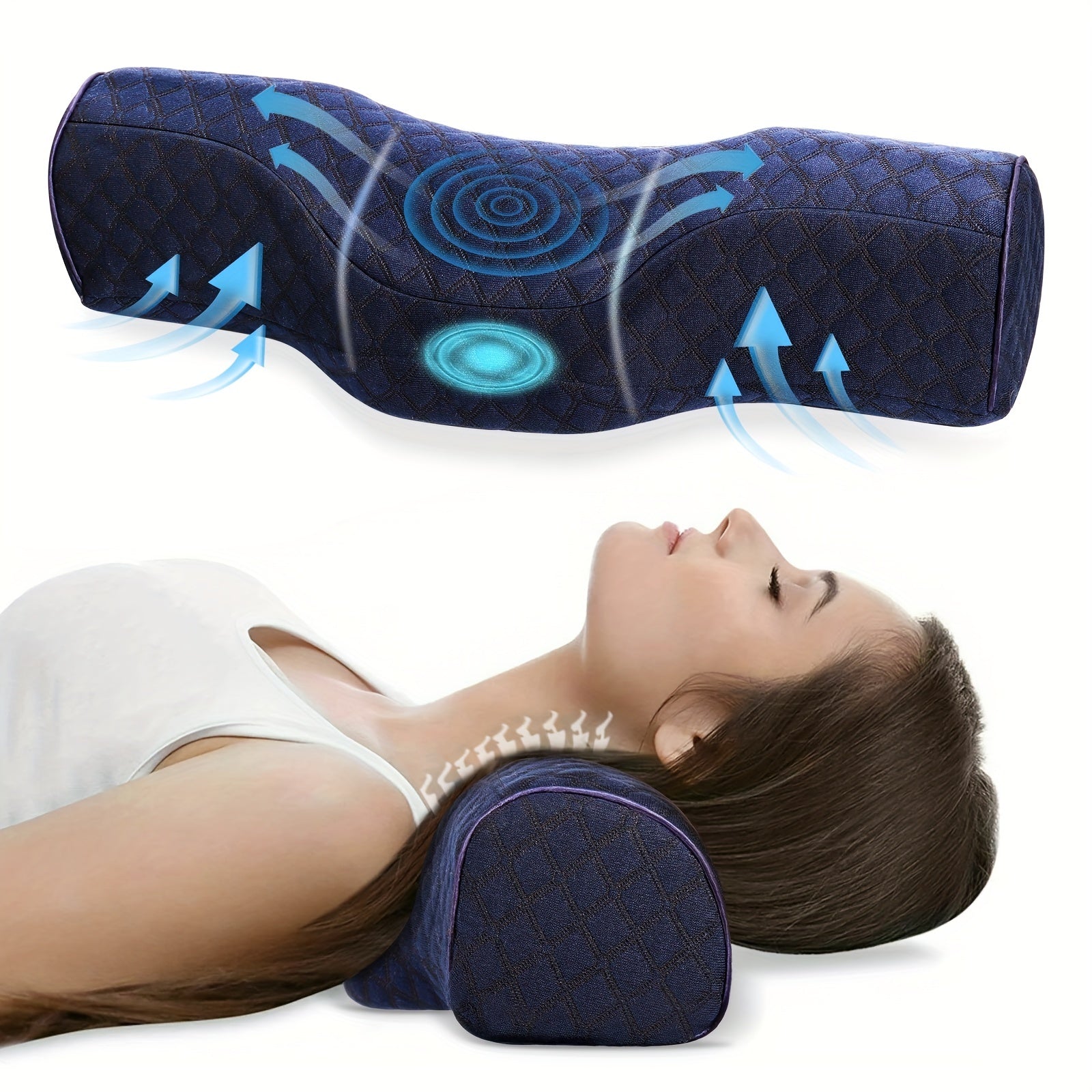 Memory Foam Cervical Pillow for Neck Support and Relaxation for Side Back Stomach Sleepers