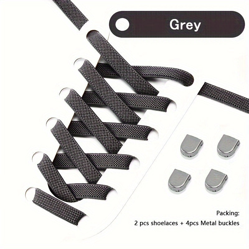 Unisex Elastic No-Tie Shoelaces Durable Rubber Blue White for Sneakers