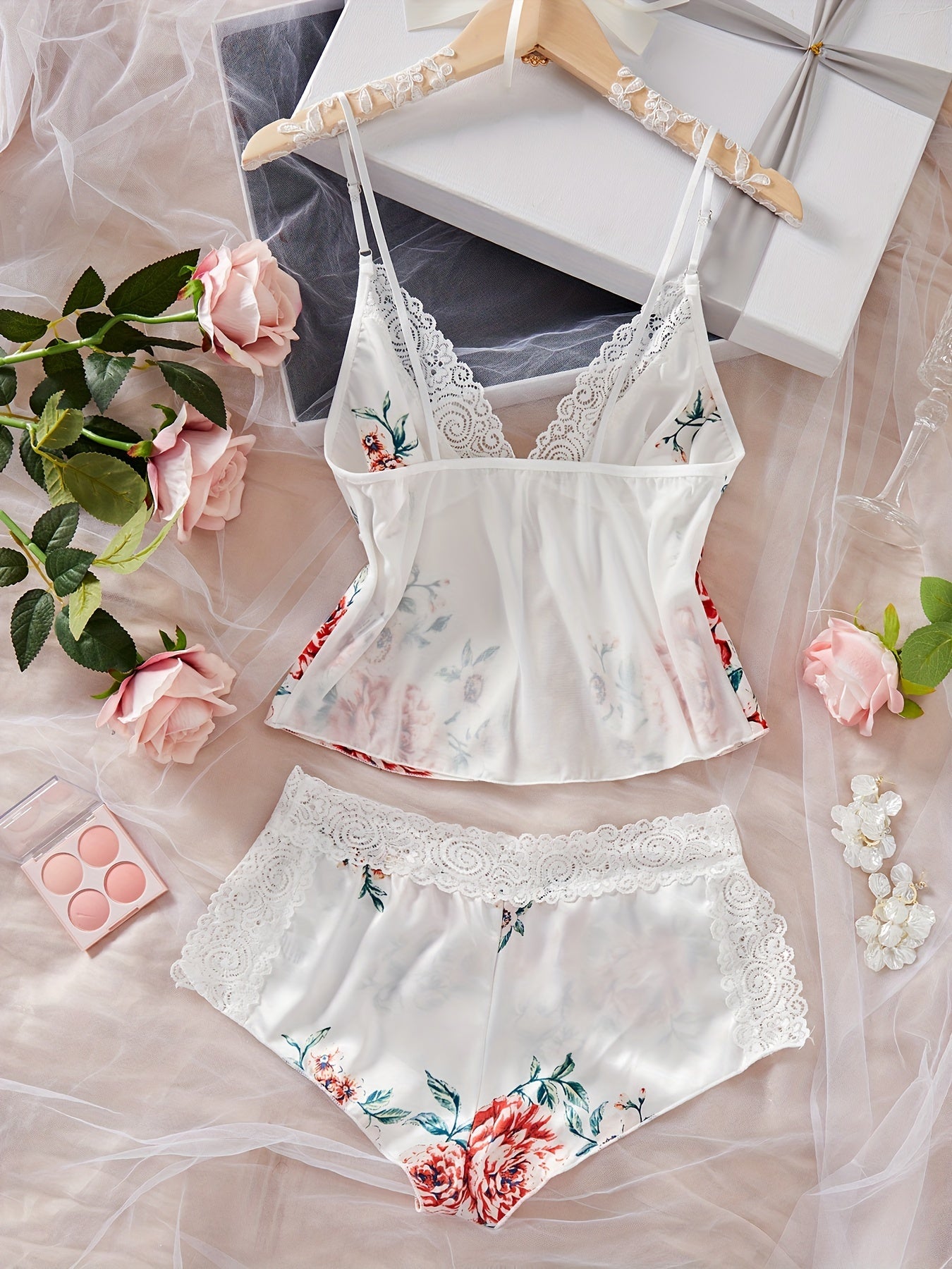 Комплект кружевного белья для женщин, регулируемые бретели, розовый, размер S