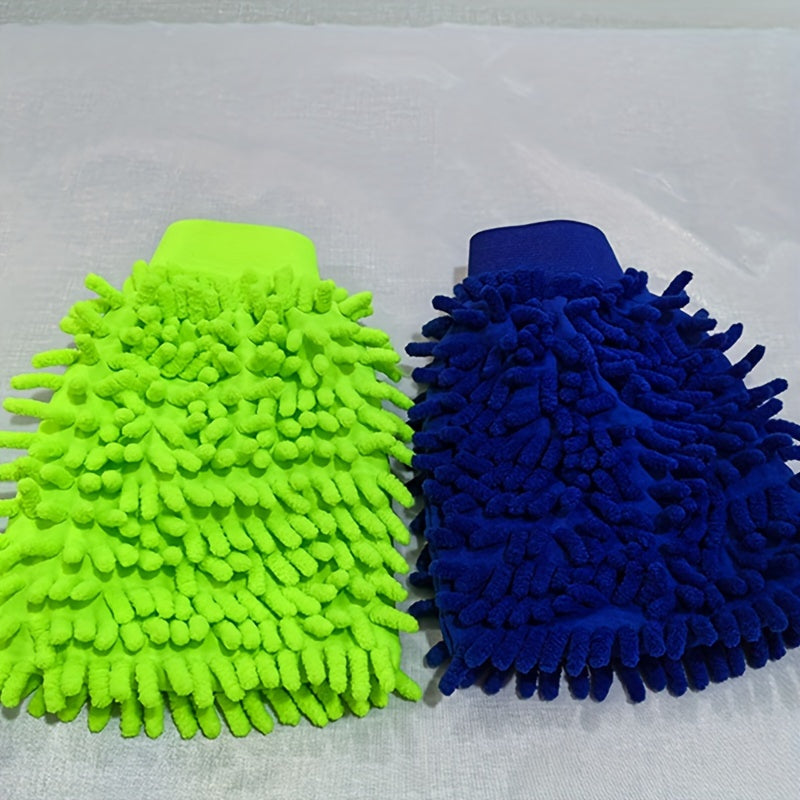2-Pack Microfiber Car Wash Mitts Double-Sided Soft Cleaning Gloves